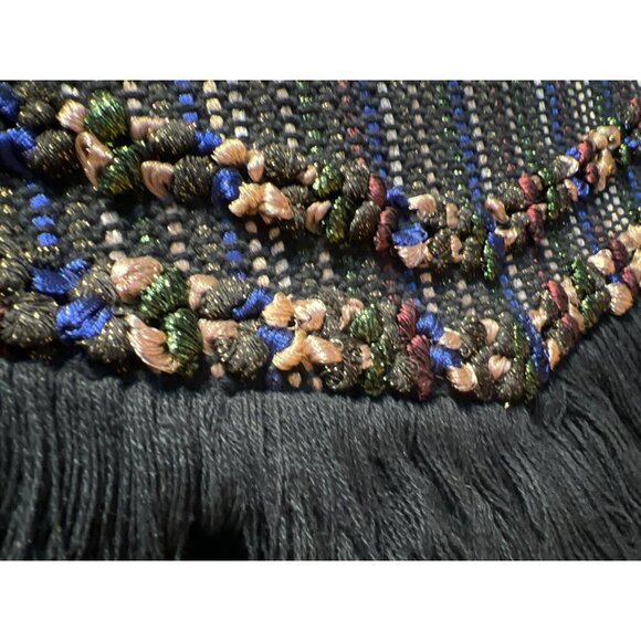 Stella and Dot Handwoven Boho Chic Fringe Foldover Clutch Purse With Multicolor - Picture 7 of 8